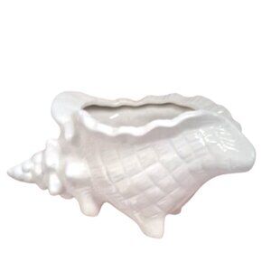 Conch  Shell White Planter - Seashell and Beach Decor - Ceramic